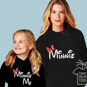 Minnie Mouse mor dotter matchande hoodies, söt mors dag 2026 present, mors dag tröjor - sweatshirts, me mini me outfits bild 1