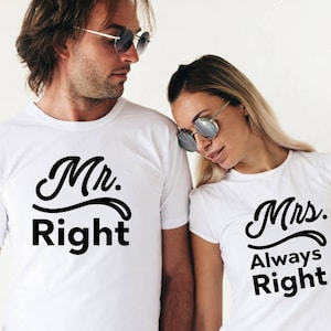 Mr and Mrs shirts just married shirts honeymoon shirts couple tshirt Mr and Mrs couple shirts wedding gift anniversary gift mrs always right