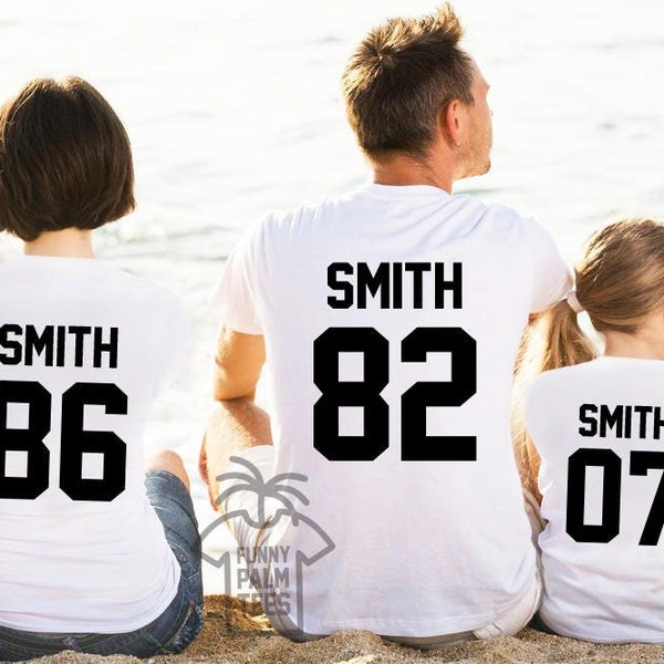 Camicie con nome personalizzato per la famiglia T-shirt per la famiglia Nome personalizzato Camicia con numero personalizzato Camicie abbinate Camicie personalizzate Camicie della squadra Abiti per la famiglia