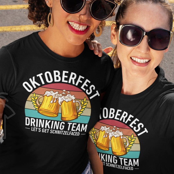 Oktoberfest-Shirt, Oktoberfest-T-Shirt, lustiges Oktoberfest-Shirt, Bier-Shirt, Bierfest-Shirt, Let's get Schnitzel Face-Shirt, Trinkteam