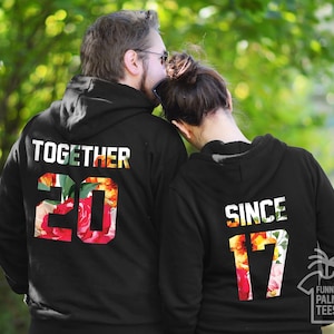 Couples hoodies couples sweaters couples sweatshirts together since hoodies couple sweatshirts anniversary gift couples matching hoodies image 1