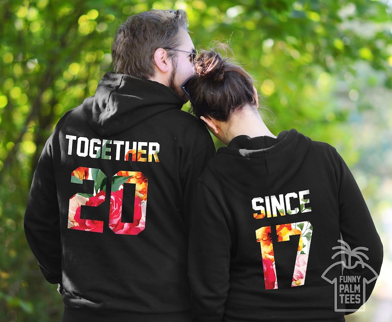 Couples hoodies couples sweaters couples sweatshirts together since hoodies couple sweatshirts anniversary gift couples matching hoodies image 1