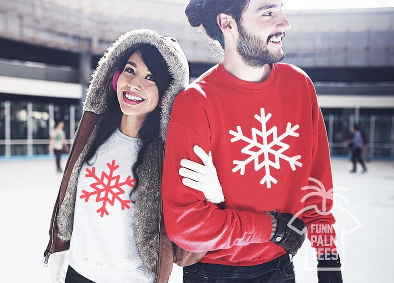 Christmas sweater christmas couple sweaters christmas couple pajamas christmas couple gift snowflake sweater funny christmas sweater image 1