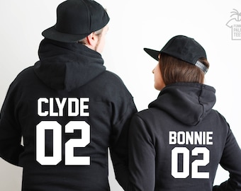 Couples hoodie bonnie and clyde hoodies couples hoodies bonnie and clyde sweatshirts anniversary gift couples sweatshirts couples hoodies