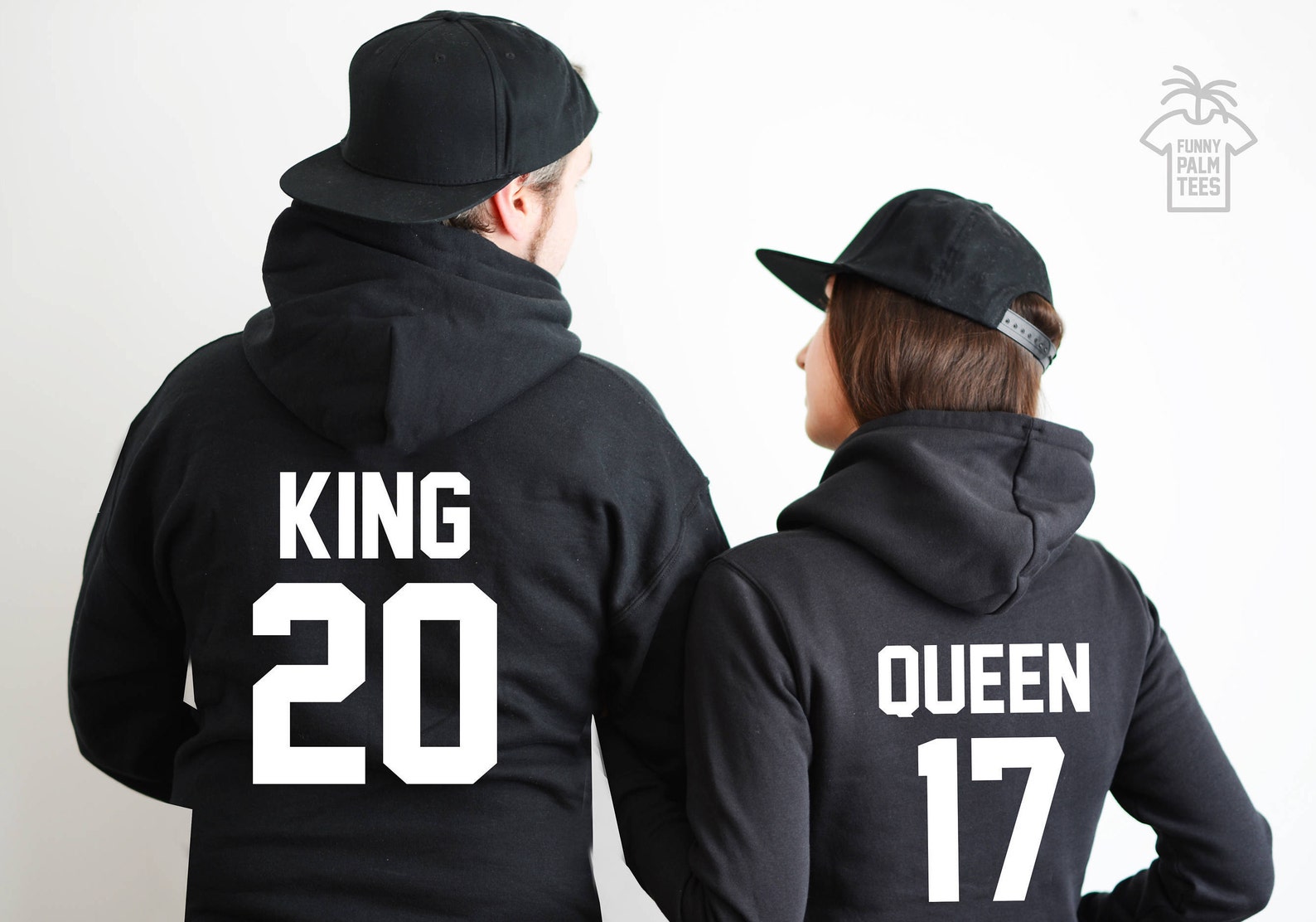 Tabiekacl Felpa da Coppia King Queen Pullover Manica Lunga Felpa con Cappuccio per San Valentino 1 Pezzo(Bianca-King,S
