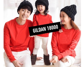 Sudadera blanca, sudadera blanca Gildan 18000, sudadera Gildan blanca, sudadera Gildan vacía, sudadera de mezcla gruesa, jersey, cuello redondo