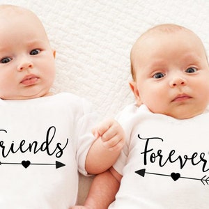 Monos gemelos conjuntos gemelos monos gemelos conjuntos gemelos regalo para bebé gemelo regalo para baby shower regalo para bebé gemelo camiseta gemela camisetas gemelas gemelos divertidos
