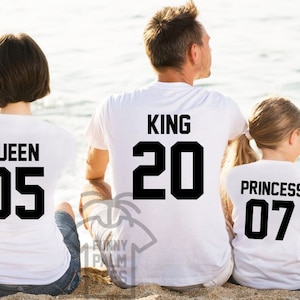 Familienhemden König Königin Prinz Prinzessin König und Königin Hemd Familien-T-Shirts Familien-Outfit Passende Familienhemden Familiengeschenk-Hemden Set