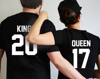 Camisetas de rey y reina, camisetas para parejas, camisetas divertidas para parejas, regalo de boda, regalo de aniversario, camisetas de rey y reina