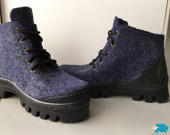 Валяная обувь - Мужская обувь - Кожаная обувь - Синие туфли - Снегоступы - Зимняя обувь
