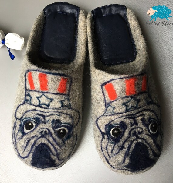 Felted Slippers Women Slippers Home Shoes Dog Slippers