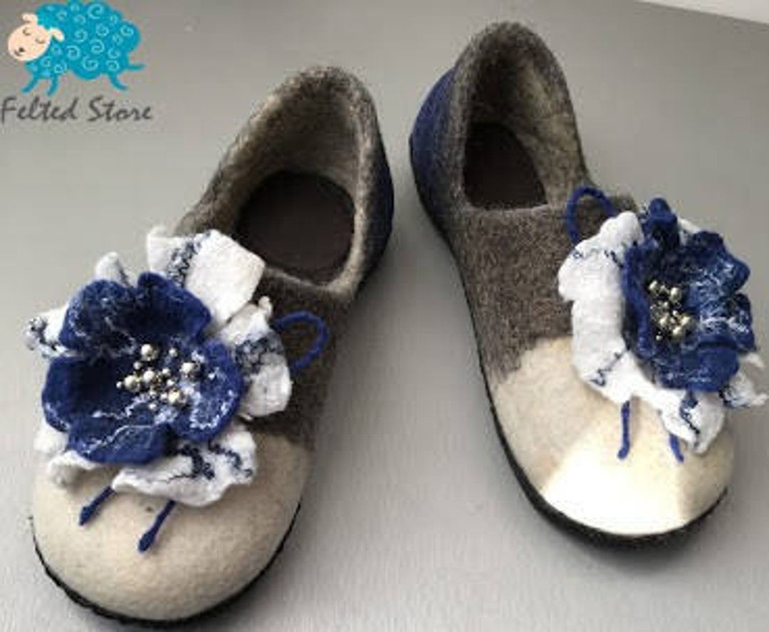 Войлоченные тапочки женские тапочки вареные шерстяные - Etsy