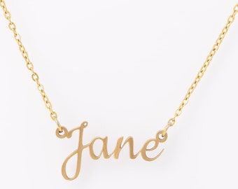 Personalized Name Necklace, Name Plate Necklace, Handwriting Jewelry, Family Name Necklace, Custom made Jewelry, Gold Silver Rose Gold Name