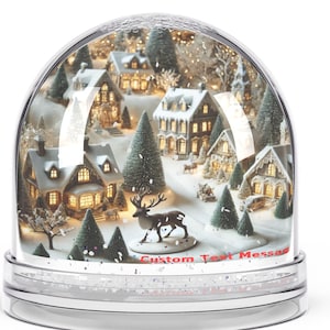 Personalized Christmas Village Snow Globe: Double Photo Glitter Globe