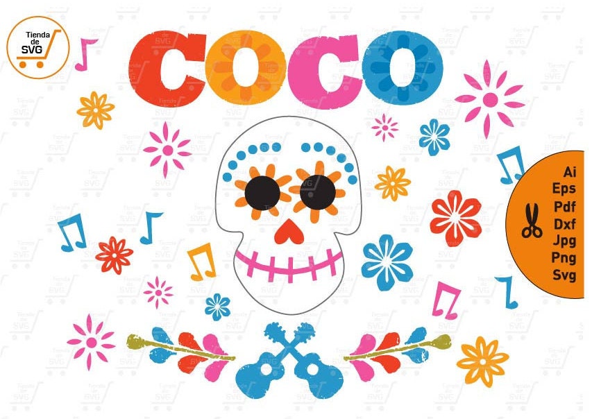 COCO svg, Coco Skull svg, Coco pixar svg, Coco disney svg, Disney coco ...