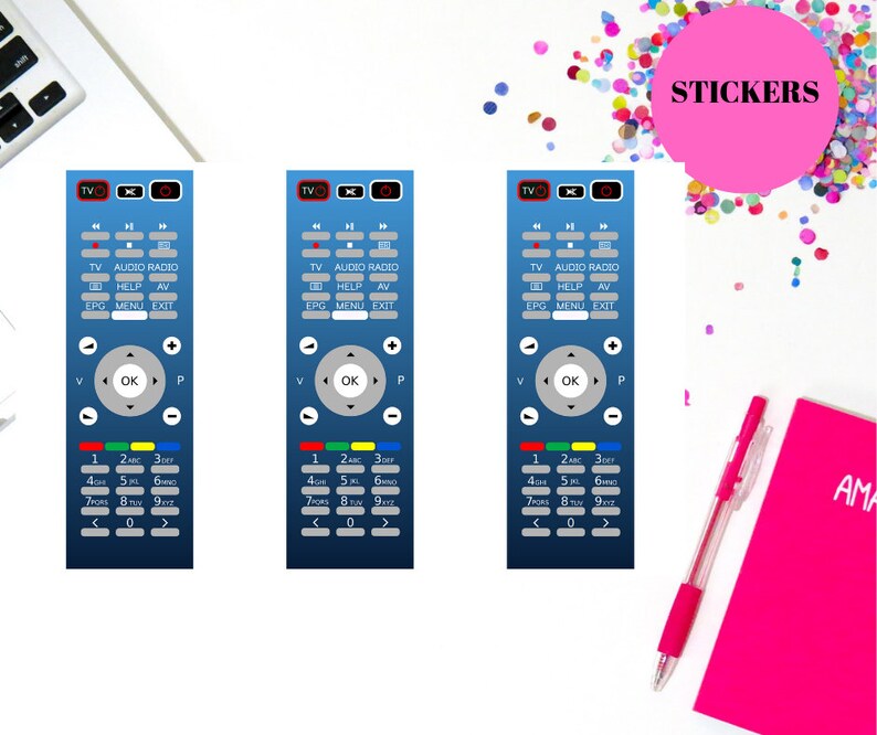 Television Stickers Tv Stickers Remote Control Planner Etsy