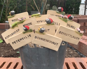 Personalized name herb marker, vegetable marker, bed marker, ceramic plant label, garden marker