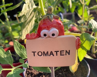 Garden stakes, herb stakes, vegetable stakes, bed stakes, ceramic plant labels for tomatoes