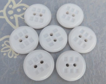 7 botones de la suerte, botones de cristal vintage de dos agujeros, de 16 mm o 13,5 mm, blancos opacos o transparentes, Neugablonz