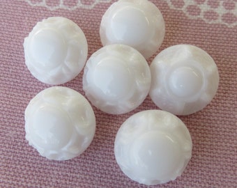 White domed vintage glass knobs 11 mm 13.5 mm 18 mm old collector's knobs Neugablonz NOS