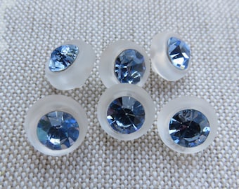 6 elegantes botones pequeños de cristal con diamantes de imitación, años 60, 11 mm, botones vintage de colección, Neugablonz