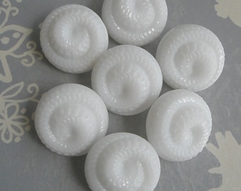 Botones de cristal vintage con rizos blancos de 18 mm, botones de colección Neugablonz, stock sin usar