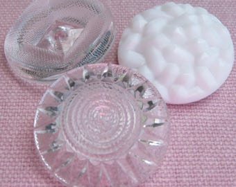 Large vintage glass knobs, 27 mm, old collector's knobs, 1960s, unused stock, Neugablonz, Germany