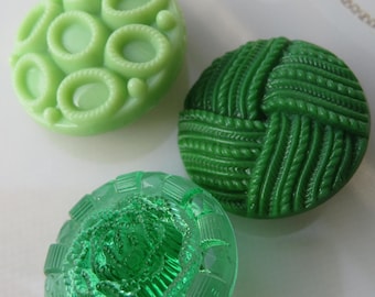 Botones grandes de cristal verde vintage, 22 mm, botones antiguos de coleccionista, existencias sin usar, Neugablonz