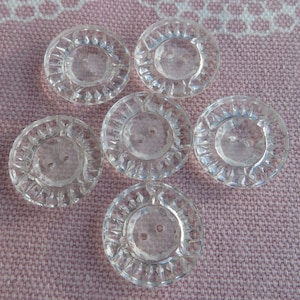 Crystal two-hole glass buttons, 18 mm, vintage collector's buttons, unused stock, Neugablonz, 1960s