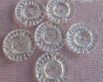 Crystal two-hole glass buttons, 18 mm, vintage collector's buttons, unused stock, Neugablonz, 1960s