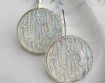 Vintage earrings, 1950s style, glittering earrings made from old glass buttons, glass cabochon earrings, upcycled handicraft, limited edition