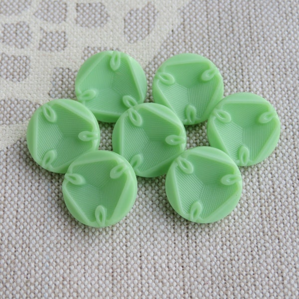 7 lime green glass buttons 13.5 mm vintage collector's buttons unused stock item 50s Neugablonz Kaufbeuren