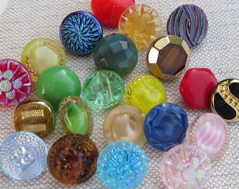 Botones miniatura de cristal de colores, 11 mm, botones de colección vintage, sin usar, NeuGablonz Kaufbeuren