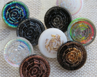 9 vintage mini buttons 11 mm Neugablonz 1960s unused stock