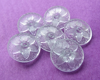 6 botones de cristal románticos de color azul claro con flores vintage de 18 mm, antiguos botones de colección de los años 30, sin usar, Alemania