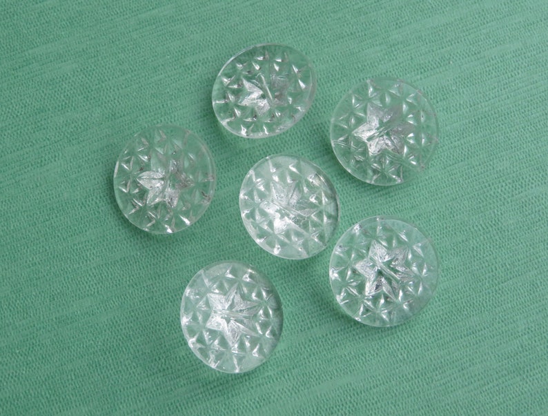 6 romantische kristall vintage Sterne Glasknöpfe 18mm alte Sammlerknöpfe 30er Jahre unbenutzte Lagerware Deutschland Bild 5