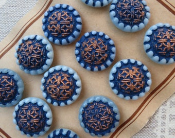Button card with 12 glass buttons in Byzantine style 18 mm vintage 60s unused stock item Neugablonz