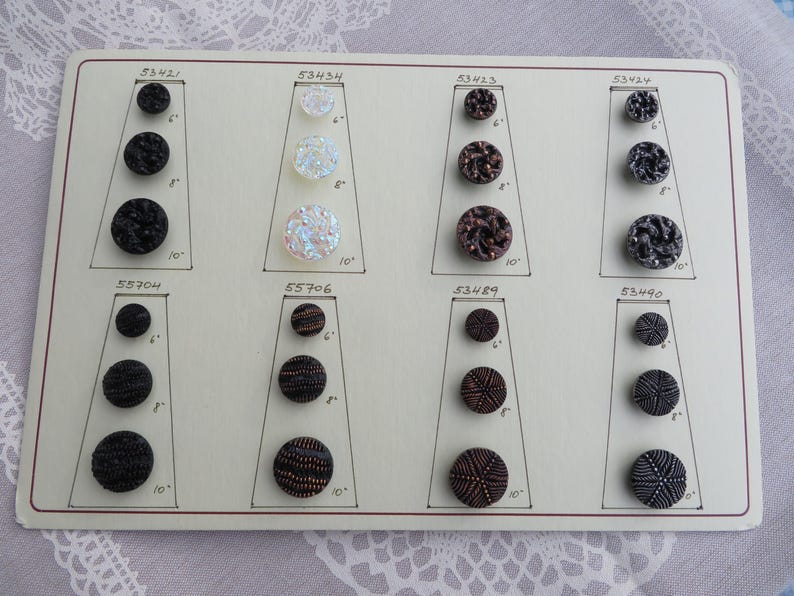 24 Old Glass Buttons From the 1950s on Original Button Card, 13.5 Mm ...