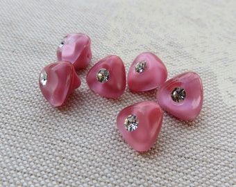 moonglow minis 9 mm pink rhinestone buttons vintage glass buttons unused stock Neugablonz