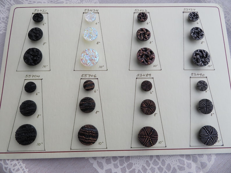 24 Old Glass Buttons From the 1950s on Original Button Card, 13.5 Mm ...