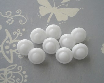 9 opaque white minis old vintage glass buttons 10 mm collector buttons unused stock items