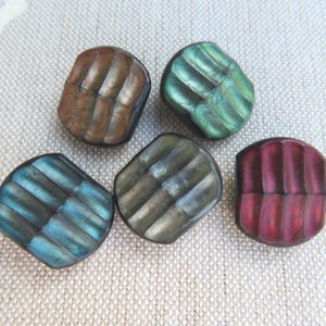 5 pomelli in vetro con una straordinaria finitura superficiale, pomelli rettangolari in vetro vintage, vecchi pomelli da collezione, Neugablonz NOS