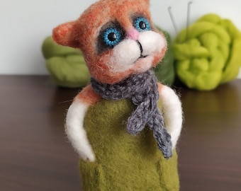 Felted cat, Felted animal, Needle felted cat, Cat figurine, Handmade cat, Fantasy creature, Cat realistic, Gift for cat lovers, Eco toys