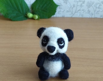 Panda figurine, Forest animal, Baby panda, Felted animals, Wool felt bear, Woodland animals,Panda realistic, Felted panda, Natural fiber