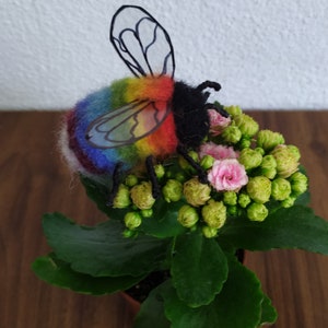 Regenbogen Biene, Nadel gefilzte Hummel Figur, kleine Regenbogen Biene, realistische Hummel, Bienen Dekoration, Geschenk für Freund, Geschenk für Bienenliebhaber