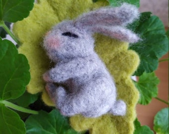Felted animal, Needle felted bunny, Sleeping hare, Handmade baby rabbit, Wool bunny, Handmade bunny, Newborn Hare, Needle felted animals