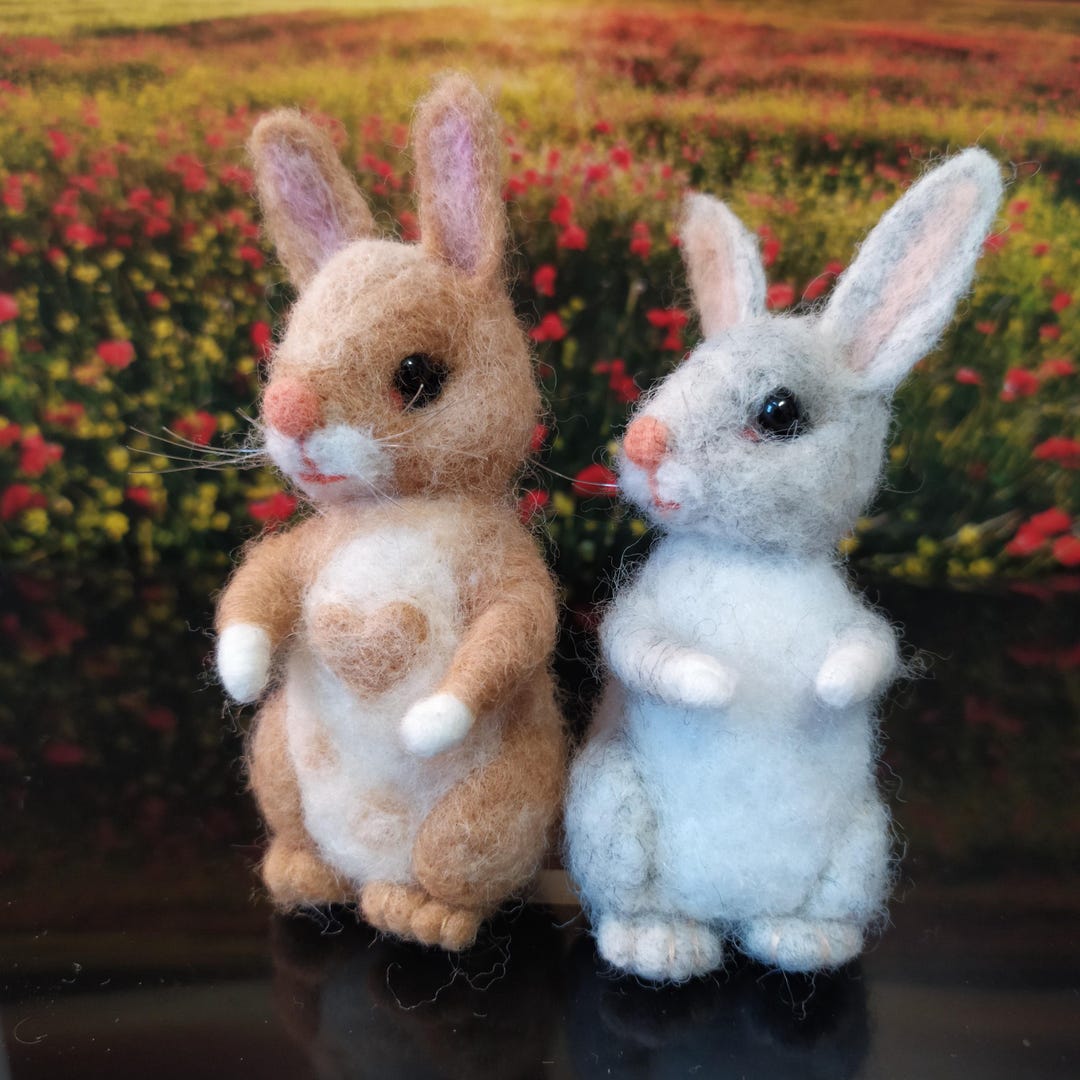 Needle Felted Bunny Miniature Hare Dollhouse Rabbit Wool Sculpture (9 ...