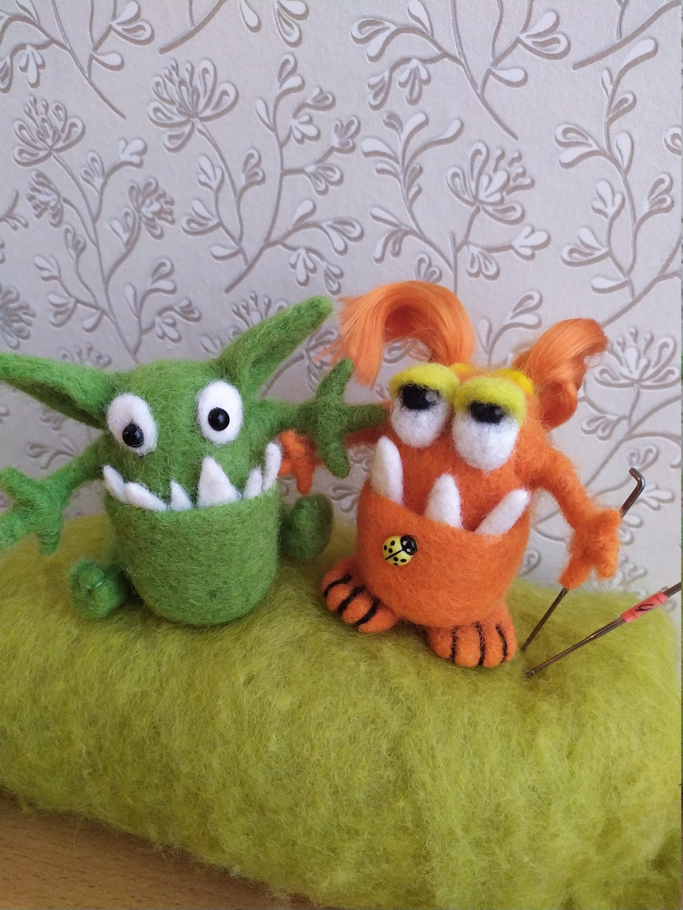 Needle felted monster toy Greepy monster tiny figurine Wool Etsy