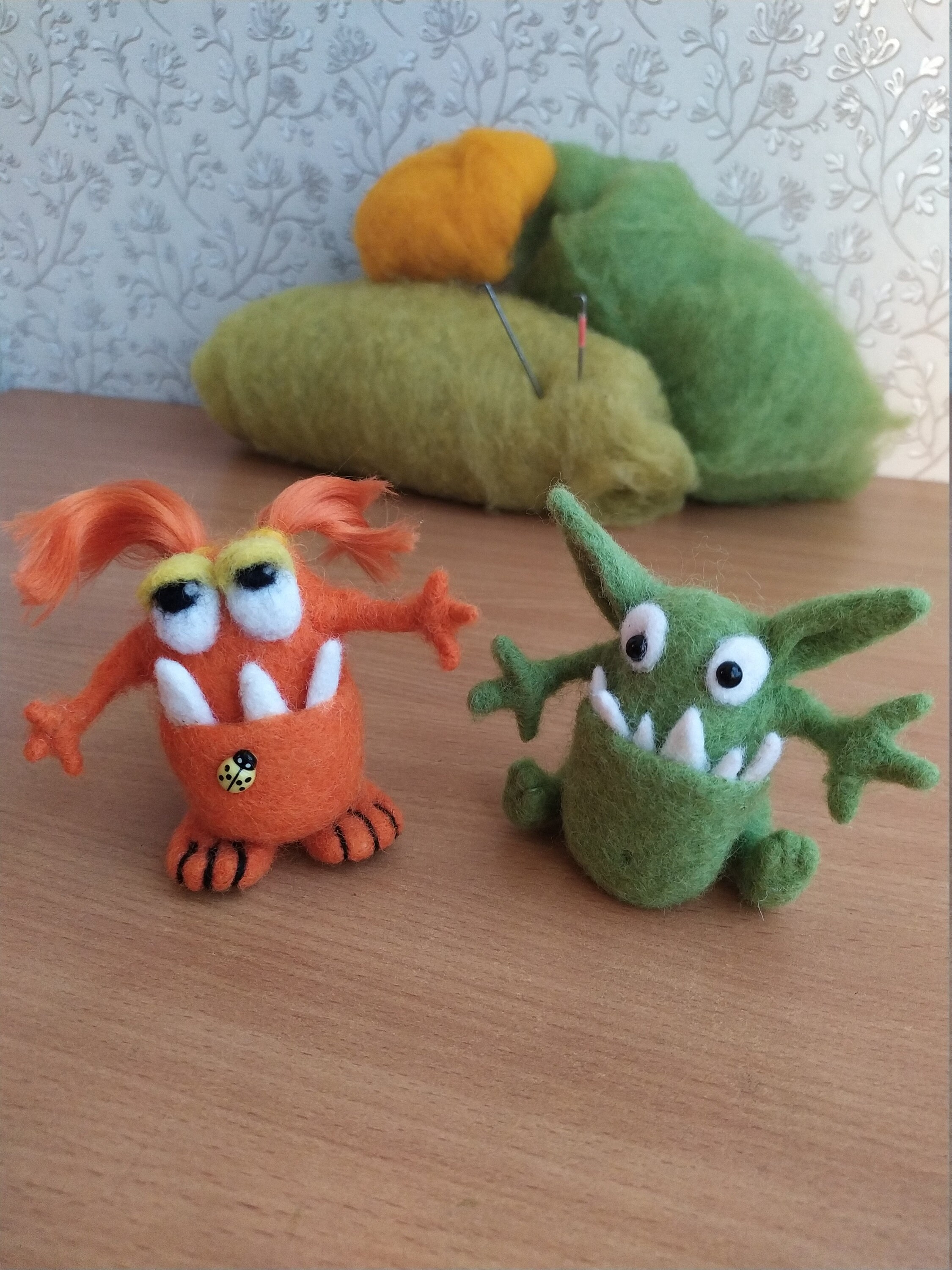 Needle felted monster toy Greepy monster tiny figurine Wool Etsy