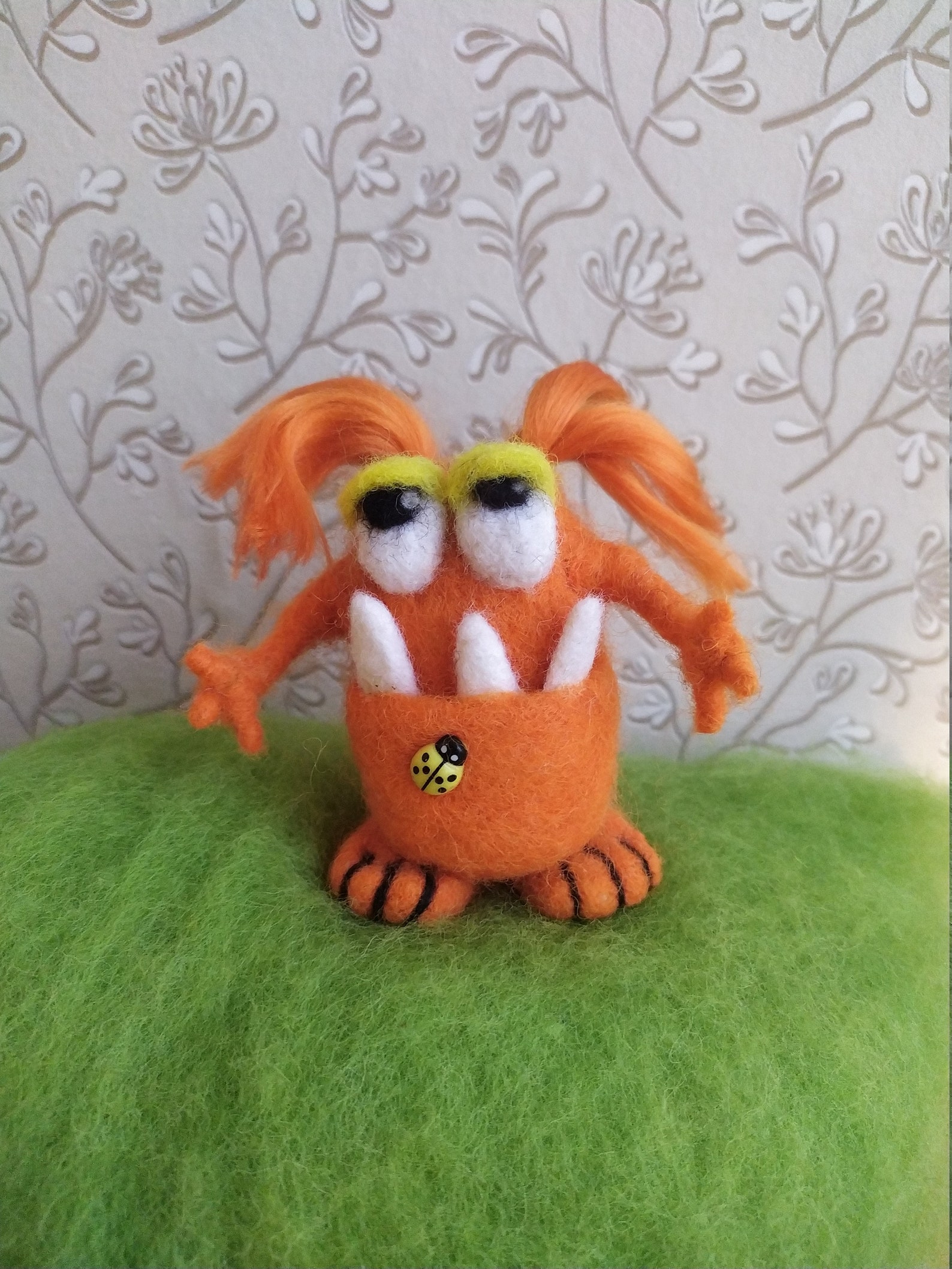 Needle felted monster toy Greepy monster tiny figurine Wool Etsy